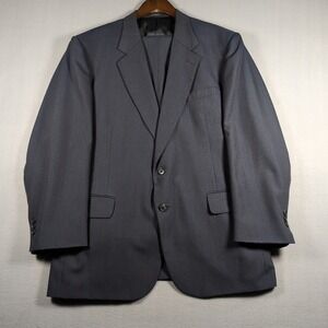 Stafford 2 Piece Suit Mens 44R Navy Pinstripe Wool Blend Pants 40X31 USA MADE